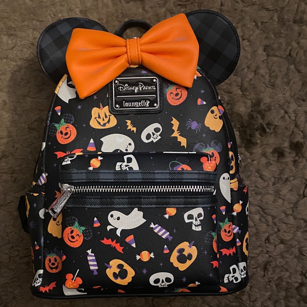 Disney Halloween Backpack with Orange Bow